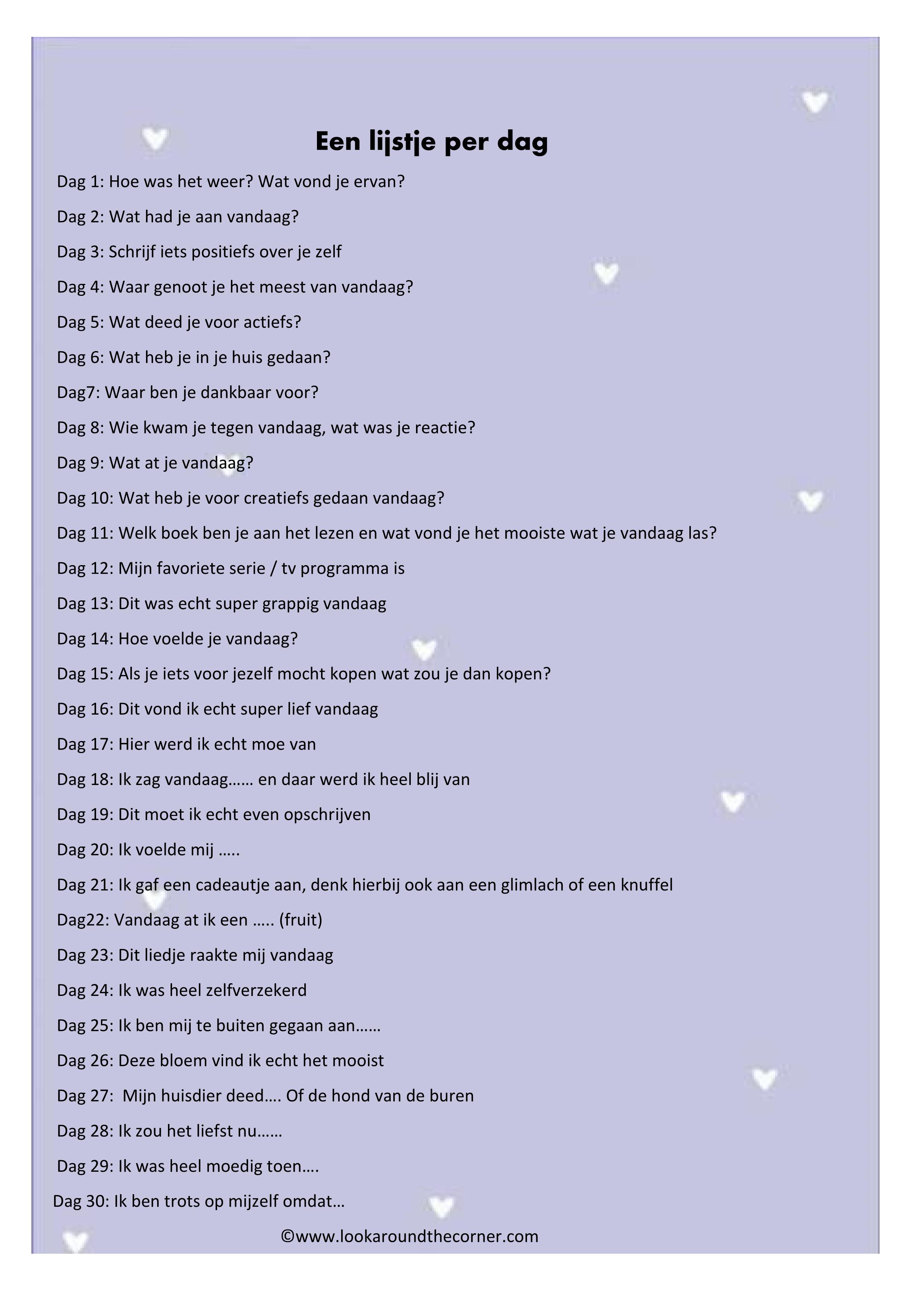 Een lijstje per dag