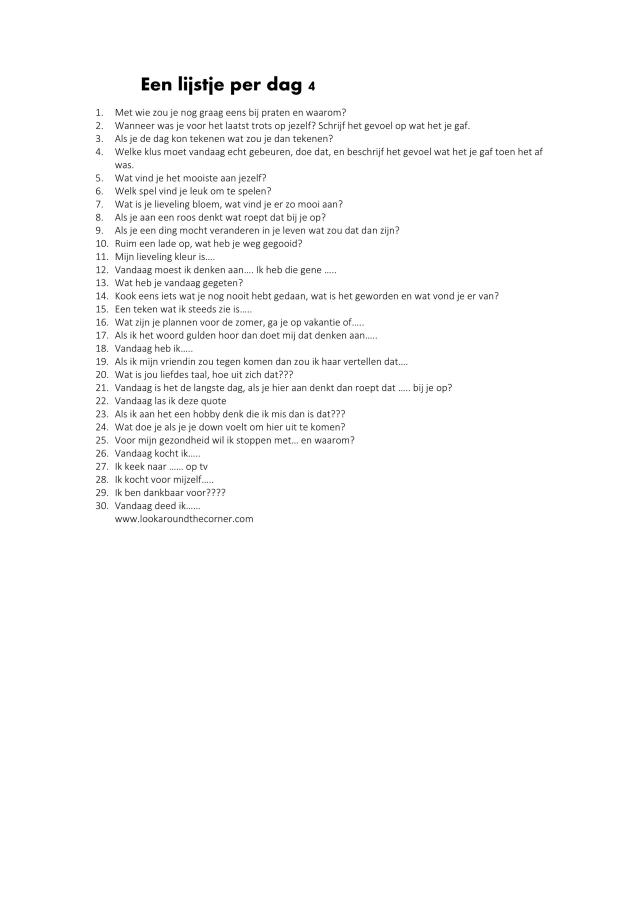 Een lijstje per dag 4
